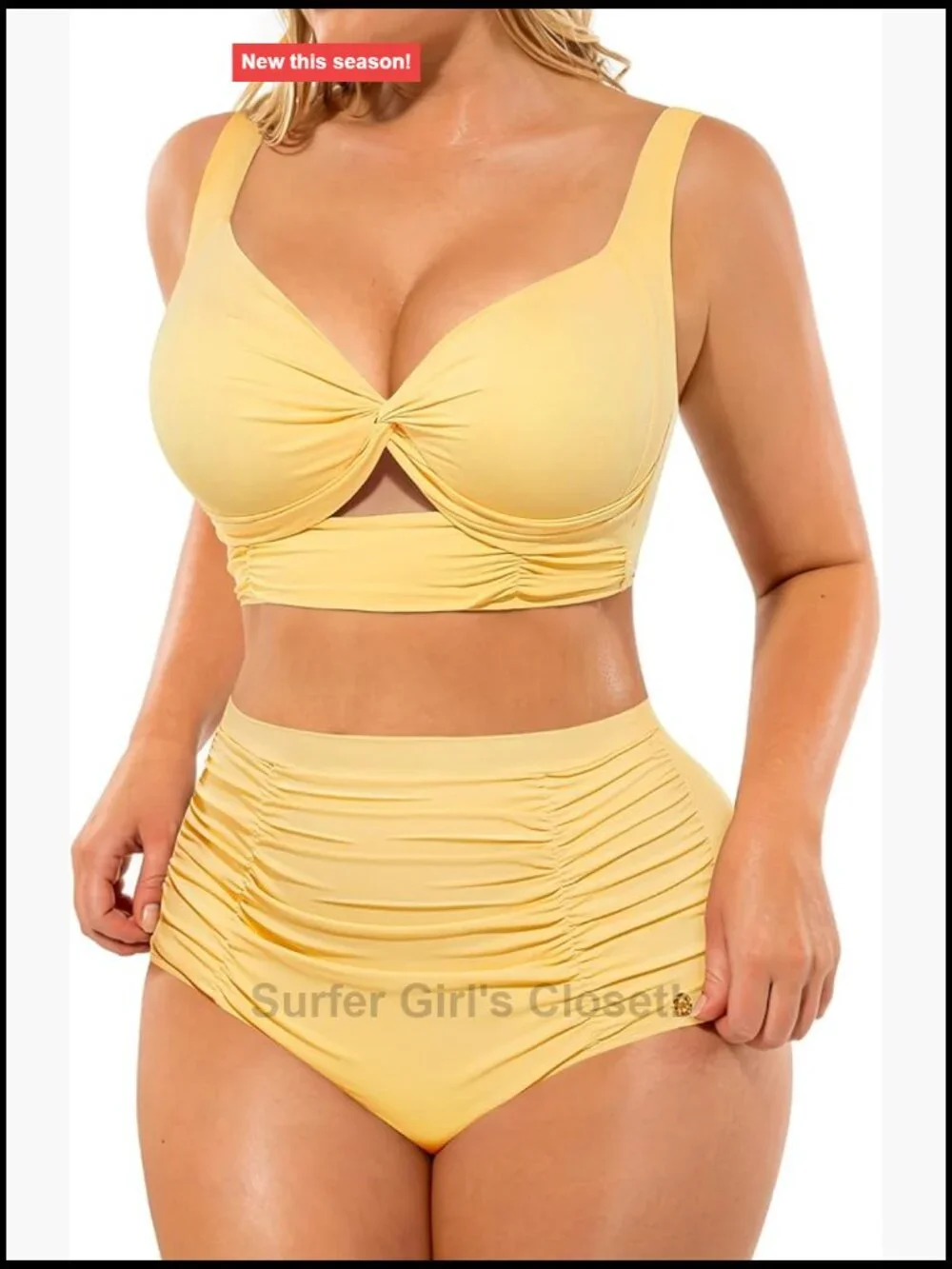 High Waisted Tummy Control Bikini Set Twist Front Ruched Bathing Suit